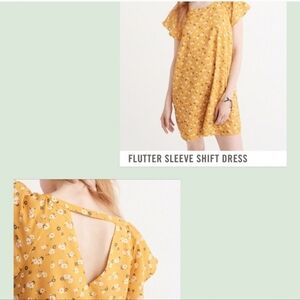 Abercrombie & Fitch Women's Yellow Floral Flutter Sleeve Mini Dress w Pockets XS